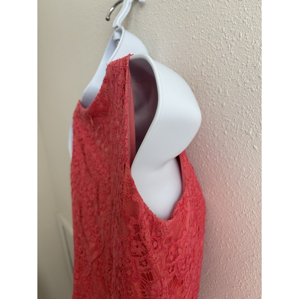 Vince Camuto Coral Lace Overlay Sheath Dress Cocktail Party Wedding Size 4 - Picture 8 of 8